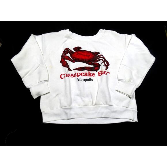 Vtg Chesapeake Bay Crab Sweatshirt Annapolis Maryland Small Pullover Aesthetic - Picture 1 of 9